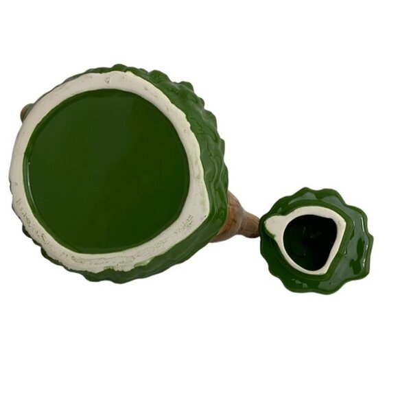 Holiday Teapot Christmas Tree Whimsical Vintage Glazed Ceramic Hand Painted - Picture 6 of 16